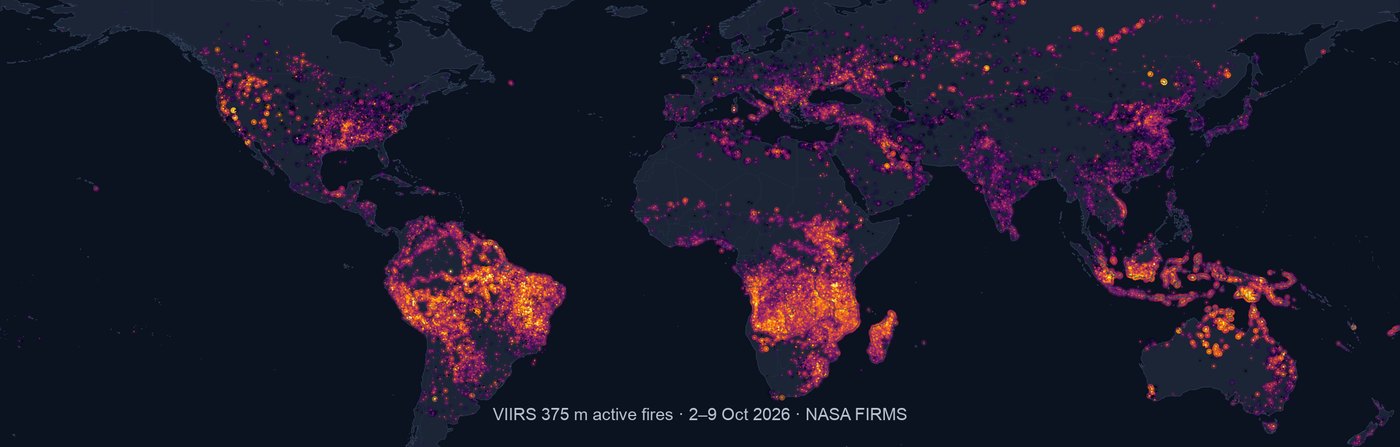Global map of one week of VIIRS 375 m active fire detections